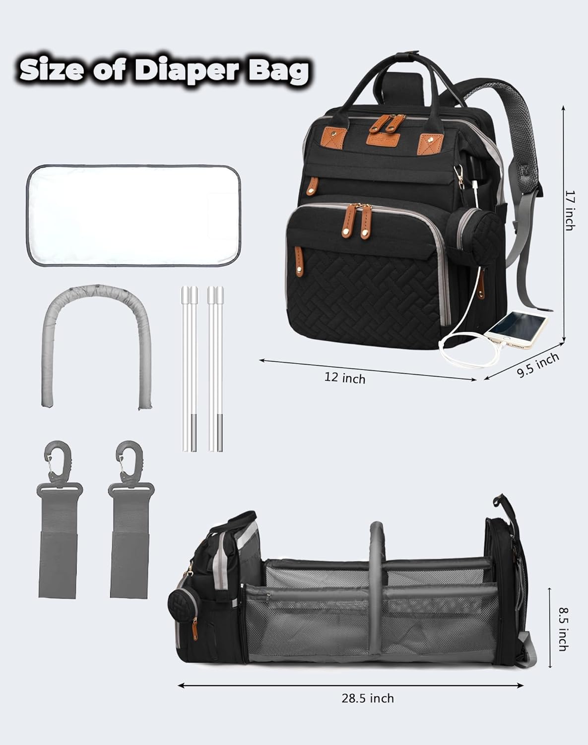 Wallenridge Solo® - Baby 3-in-1 Daddy Duty Backpack with Changing Station and Bassinet